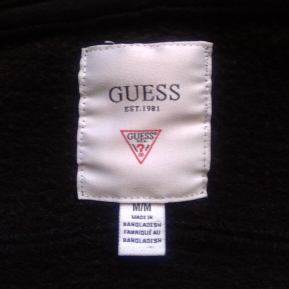 GUESS Black Sweatshirt / Hoodie Zipper Horn Toggle Buttons M - Picture 9 of 9